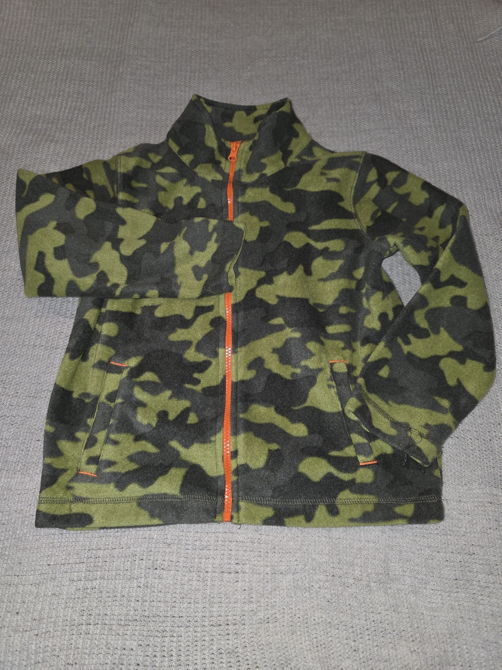 Kids Highland Fleece Zip-Up Jacket - Green Camo- Size 7